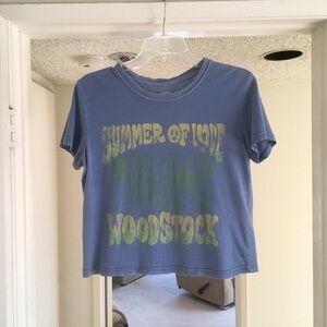 GOODIE TWO SLEEVES/BLUE- DISTRESSED “SUMMER OF LOVE”CROPPED TEE